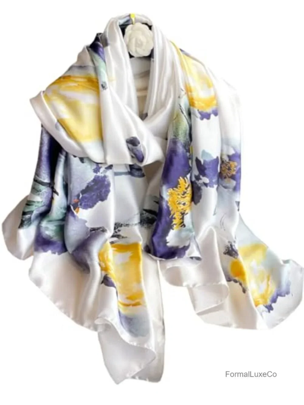 Long Silky Satin Scarf Shawl Wrap Dressy Lightweight for Women